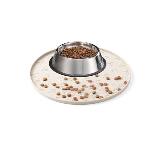 Dog Food Mat - Waterproof Silicone Dog Mat for Food and Water, Pet Food Mat with Edges for Protecting Floors (1Pack Cream) - color: 1Pack Cream