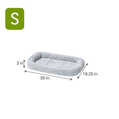 Friends Forever Bolster Dog Crate Mat 30 Inch, Washable Dog Crate Bed, Sherpa Fleece, Nova Grey - color: Nova Grey, size: 30"L x 19.25"W x 3"H, style: Crate Mat w/ Bolster