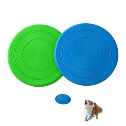 Dog Flying Disc, 2 Pack Dog Frisbee Toy Gift Set for Medium & Large Dogs, Floating Frisbee for Water Pool Beach, Lightweight Soft Frisbee for Fetch, Tug of War, Catch, Play,7 inch（ Green and Blue） - color: Green & Blue