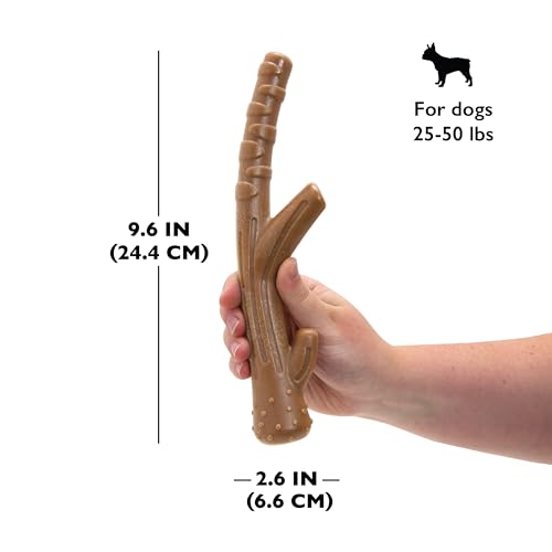 Chew King by Mammoth Up North Bacon-Flavored Nylon Chew Stick Bone, Textured Bacon Flavored Toy, Antler Shaped Pet Toy for Chewing, 9.6" Long - size: Medium, style: Stick (1 Pack)