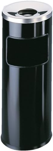 Durable Waste Bin Safe with Round Ashtray - Black - color: black