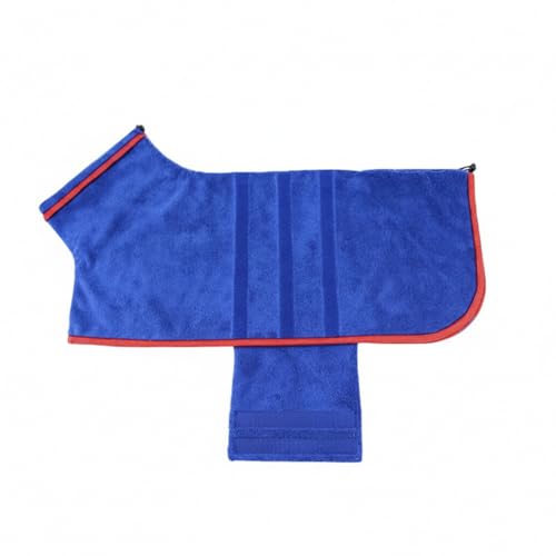 Dog Drying Robe, Absorbent Microfiber Pet Towel Wrap with Leg Openings for Small Dogs - color: Blue