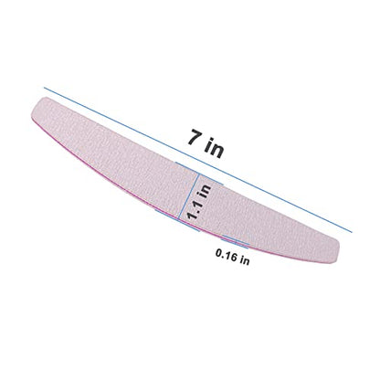 Nail Files (50 Pcs), 100/180 Grit Nail File Emery Board Bulk for Acrylic Nails and Natural Nails, Limas para Unas Acrilicas Profesional Pack Filers for Gel Nail Double Sided Manicure Curved Gray - size: 50 Pcs Halfmoon 100/180 Grit