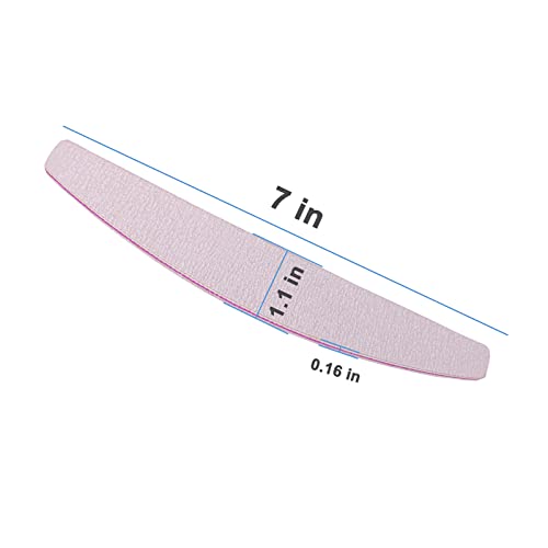 Nail Files (100 Pcs), 100/180 Grit Nail File Emery Board Bulk for Acrylic Nails and Natural Nails, Limas para Unas Acrilicas Profesional Pack Filers for Gel Nail Double Sided Manicure Curved Gray - size: 100 Pcs Halfmoon 100/180 Grit