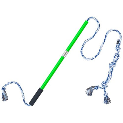 Interactive Flirt Pole Toy for Dogs Chase and Tug of War,Durable Teaser Wand with Pet Fleece Rope Tether Lure Toy to Outdoor Exercise & Training for Small Medium Large Dogs (Blue White) - color: blue white