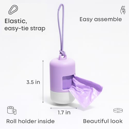 Dog Poop Bag Holder [2-Pack] | With 30 Extra-thick Dog Bags for Poop | Waste Bag Dispenser with Premium Soft-Touch Coating | Enlarged Dispense Opening, Stylish Color-Block Design (Lavender Cloud) - color: Lavender Cloud