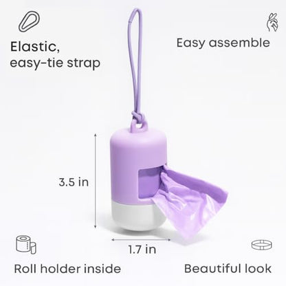 Dog Poop Bag Holder [2-Pack] | With 30 Extra-thick Dog Bags for Poop | Waste Bag Dispenser with Premium Soft-Touch Coating | Enlarged Dispense Opening, Stylish Color-Block Design (Lavender Cloud) - color: Lavender Cloud