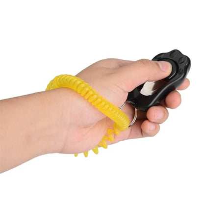 Zerodis titleAdjustable 3 Gears Pet Dog Training Clicker Claw Shaped with Wrist Strap for Cats Birds (Black) - color: Black