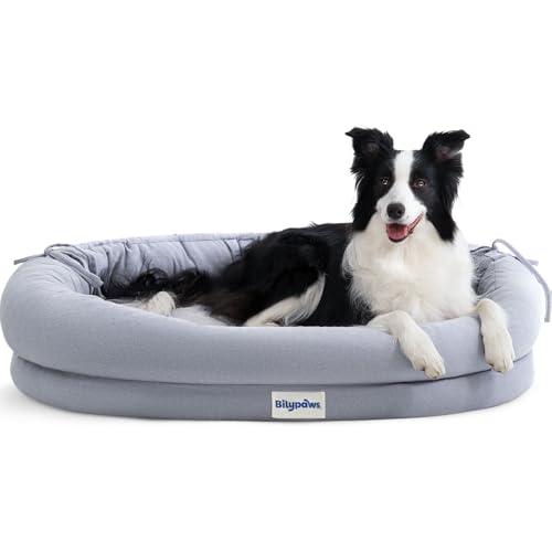 Orthopedic Dog Bed for Large Dogs, Pet Sofa Bed with Egg Crate Foam, 4-Sided Bolster, Removable Washable Cover & Anti-Slip Bottom, X-Large Gray - color: Gray, size: XL - (42.0"L x 31.0"W x 7"Th)