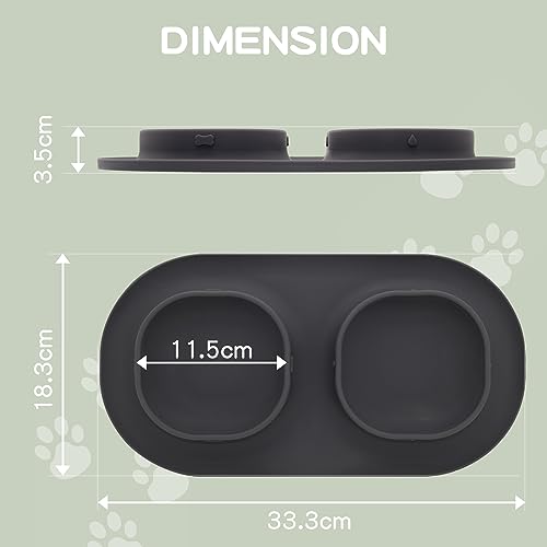 Dog Food Bowls Pet Bowls & Dog Water Bowls with No-Spill and Non-Skid, Feeder Bowls with Dog Bowl Mat for Small Medium Large Size Dogs Cats Puppy Pets, Dog Dishes (Grey) - color: Grey