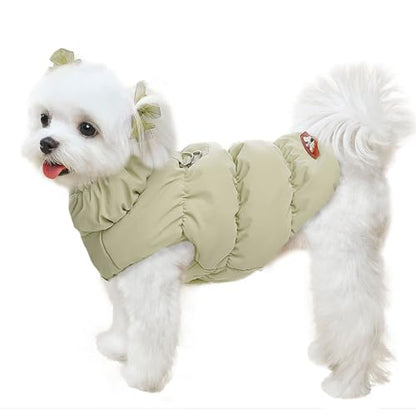 ABRRLO Winter Warm Dog Jacket for Small Medium Dogs Cat Cold Weather Coats with Harness Paded Dogs Fleece Vest Waterproof Windproof Dog Snow Jacket Pet Puppy Clothes (Khaki,XS) - color: Khaki, size: X-Small