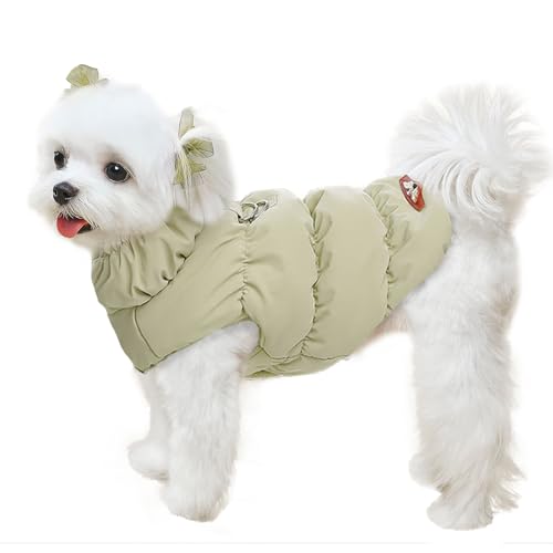 ABRRLO Winter Warm Dog Jacket for Small Medium Dogs Cat Cold Weather Coats with Harness Paded Dogs Fleece Vest Waterproof Windproof Dog Snow Jacket Pet Puppy Clothes (Khaki,S) - color: Khaki, size: Small