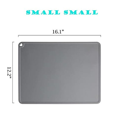 JiangYanus Silicone Pet Feeding Mat for Dog Cat Bowls, Non Slip Waterproof | Cat & Dog Bowl Mats Tray with Raised Edges for Food and Water, Pet Bowl Mat Dog Placemats to Prevent Water Spills on Floor - color: Grey