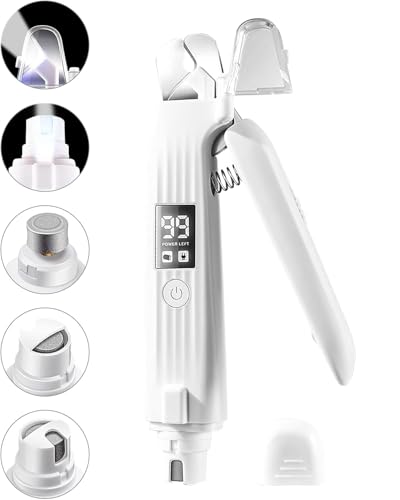 2-in-1 Dog Nail Trimmers & Dog Nail Grinder with 2 LED Lights, USB Rechargeable, Cat Nail Clipper with Splash Guard, and Multiple Grinding Methods for Small, Medium, and Large Dogs & Cats
