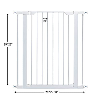 Midwest 39" Steel Walk-Thru Dog Gate, White | Pressure Mounted, Expands 29.5"- 38" Wide, Auto-Close Door, Spring-Loaded Latch, Includes Two 3" Extensions - color: White, size: 39-Inch