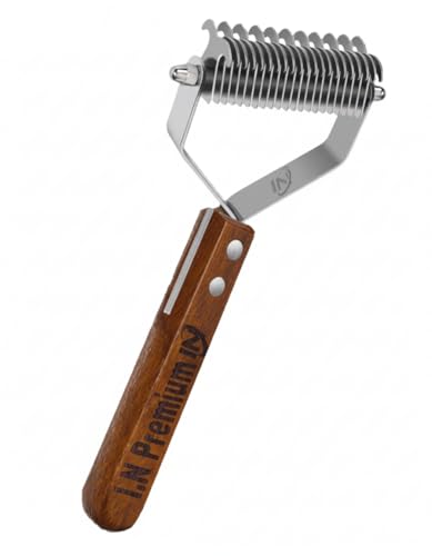 Large 2-Sided Undercoat Rake for Dogs & Cats, Dog Brush for Shedding Remove Mats, Dematting Comb, Safe & Gentle Grooming Brush for German Shepherd Medium to Long 2-Sided Dematting Comb - size: 2-Sided Dematting Comb