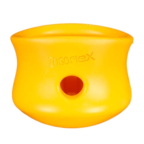 WEST PAW Zogoflex Toppl Interactive Treat Dispensing Puzzle Dog Toy for Mental Stimulation & Enrichment-Holds Kibble & Treats-Lickable, Freezable & Dishwasher Safe-Made in USA-XL-Sunflower Yellow - color: Sunflower, size: X-Large
