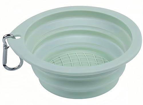 Portable Collapsible Pet Bowl - Food Grade TPR/Silicone, Foldable Dog Cat Travel Bowl with Carabiner for Hiking Camping, Easy Clean & Lightweight (Green) - color: Green