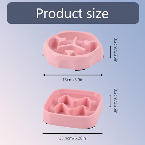 2 Pack Slow Feeder Bowls - Small Breed, Pink Silicone, Slow Down Eating Speed for Medium Small Breed Dogs & Cats