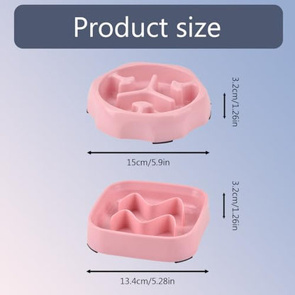2 Pack Slow Feeder Bowls - Small Breed, Pink Silicone, Slow Down Eating Speed for Medium Small Breed Dogs & Cats