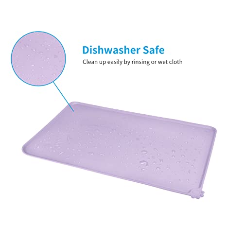 AUDWUD Silicone Waterproof Pet Feeding Mats,Anti Slip Bowl Pad,Dog Mat for Food and Water - color: Hibiscus, size: 21" x 15"