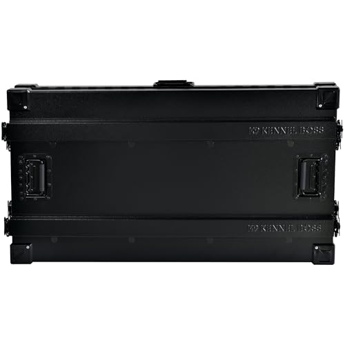 K9 Kennel Boss Aluminum Collapsible Dog Crate, Heavy Duty Folding Kennel - Medium-Long (Black) - color: Black, size: 40.6"L x 25.2"W x 28.9"H