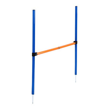 Dog Agility Jump Hurdle Bar Set for Outdoor Exercise, Plastic, Adjustable Height, 4 Blue + 2 Orange Bars, 2 Clips, for Dog Fitness & Bonding