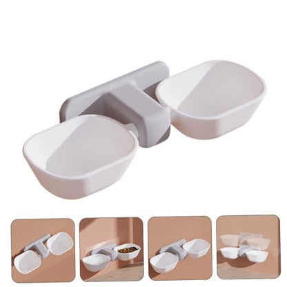 Yardwe Wall Mounted Dual Bowl Pet Feeder for Food and Water Creative Hanging Cat Feeding Station Pet Food Container for Cats Dogs and Rabbits Easy to Install