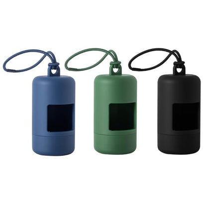 SLSON 3Pack Dog Poop Bag Holder for Leash Lightweight Pet Waste Bag Dispenser with Leash Attachment Portable Plastic Doggie Poop Bag Dispensers,Blue Green Black