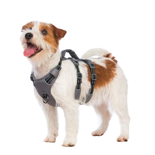 Huntboo Reflective Dog Harness with Handle, Escape Proof, No Slip, Breathable, Lightweight, Adjustable Lift Harness for Small, Medium, and Large Dogs Walking, Training, and Running Gear(Black,XS) - color: Black, size: X-Small(Pack of 1)