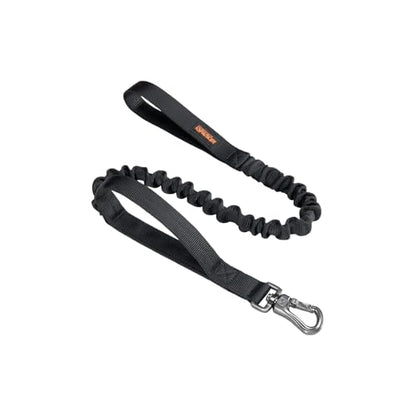 EXCELLENT ELITE SPANKER Military Bungee Dog Leash Elastic Leads Rope with 2 Padded Control Handle for Medium and Small Dogs (Black) - color: Black