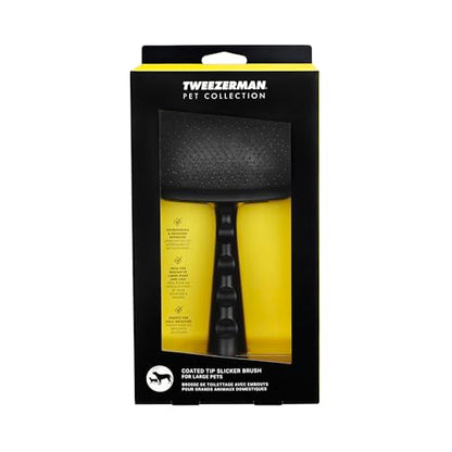 Tweezerman Dog and Cat Slicker Brush for Pets, Grooming Brush with Coated Bristles to Prevent Scratching and Ergonomic Handle