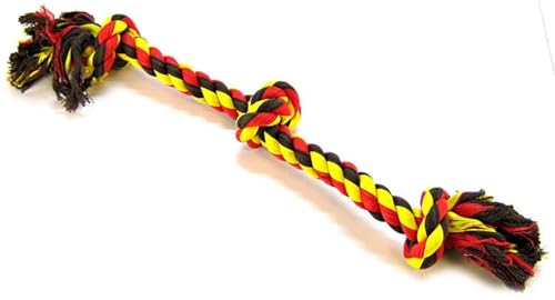 Mammoth Flossy Chews Color Rope Tug – Premium Cotton-Poly Tug Toy for Dogs – Interactive Dog Rope Toy – Tug Dog Chew Toy - size: Large 25", style: 3 Knot