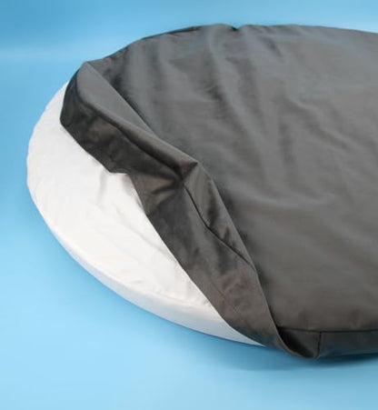 Waterproof Round Dog Bed with Washable Removable Cover & Liner Grey Velvet Orthopedic Foam Pad 36 Inch - size: 36 x 36 x 3"