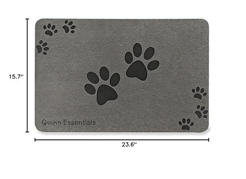 Quinn Essentials Dog Water & Feeding Mat Fast-Dry Diatomaceous Stone Tray for Bowls, Anti-Slip, Spill Control, Cleaner Area, Cat Feeding Tray, Travel Pet Mat