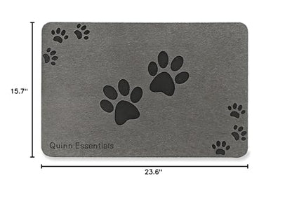 Quinn Essentials Dog Water & Feeding Mat Fast-Dry Diatomaceous Stone Tray for Bowls, Anti-Slip, Spill Control, Cleaner Area, Cat Feeding Tray, Travel Pet Mat