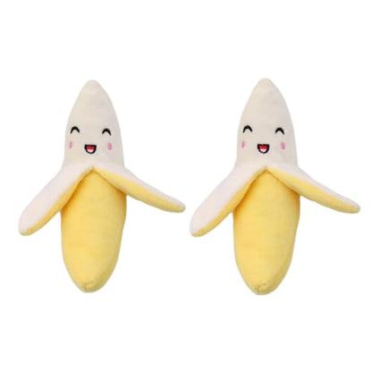 GANPUB 2Pcs Dog Toys,Squeeze Squeaker Puppy Dog Toys, Plush Dog Chew Toys, Dog Squeak Toys Pet Supplies (Banana)