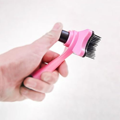 2pcs Pet Grooming Comb Fur Cleaning Tool Hair Knot Remover for Dogs with Soft Massage Teeth, Pink and Orange, Suitable for Dog Hair Grooming and Fur Care