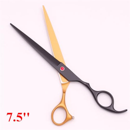 Professional Pet Grooming Shears Set – 7.5" Straight & Curved Cutting Scissors, 7.5" Thinning & Fishbone Shears with Grooming Comb, Complete Scissors Kit for Dogs & Cats (Black&Gold) - color: Black&gold