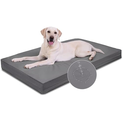 Vonabem Outdoor Waterproof Dog Bed Washable, Extra Large XL Pet beds 44 inch,Wipeable Leather Anti-Slip Kennel Pads with Removable Cover Reversible, 44"x32" Grey - color: Grey, size: XL(44*32*4)