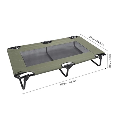 Foldable Cooling Elevated Dog Bed Portable Raised Pet Cot for Outdoor Camping Breathable Mesh Green 107x61x18cm - size: 107*61*18cm