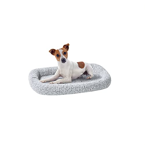 Friends Forever Bolster Dog Crate Mat 30 Inch, Washable Dog Crate Bed, Sherpa Fleece, Nova Grey - color: Nova Grey, size: 30"L x 19.25"W x 3"H, style: Crate Mat w/ Bolster