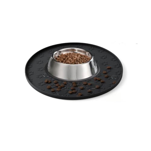 Dog Food Mat - Waterproof Silicone Cat Mat for Food and Water, Pet Food Mat with Edges for Protecting Floors(1Pack Black) - color: 1Pack Black