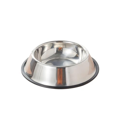Stainless Steel pet Bowl, Sturdy and tip-Proof, Suitable for Both Dry and Wet Food, and can be Used by Cats and Dogs.(22cm) - size: 22cm