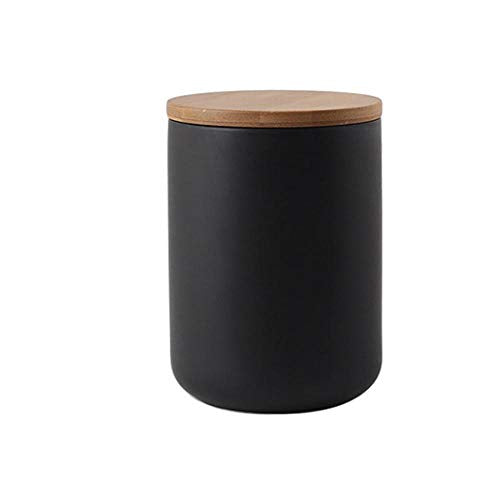 MilkyWay Food Storage Jar Strong Ceramic Storage Canisters with Airtight Seal Bamboo Lid Modern Design Seal Damp-Proof Kitchen Jar for Coffee, Tea, Spice and More (Black(M: 27oz/800ml)) - color: Black(M:27oz/800ml)