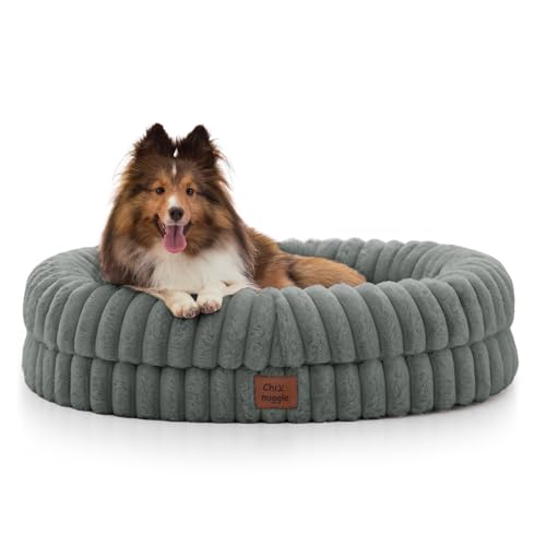 ChiXnuggle Orthopedic Dog Bed, Washable Cover, Faux Fur Bolster Pet Couch | waterproof,egg crate foam,non-slip bottom,for small medium dogs,grey,30*24*7,dog sofa,puppy bed - color: Grey, size: M(30*24*7)