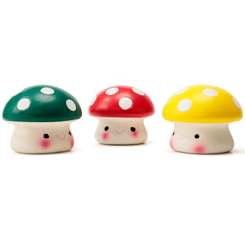 Squeaky Dog Toys, Soft Latex Squeaky Dog Ball for Small Dogs Puppies, Cute Bounce Squeak Mushroom Pet Toys - color: Mushroom - 3 Pack, size: Small