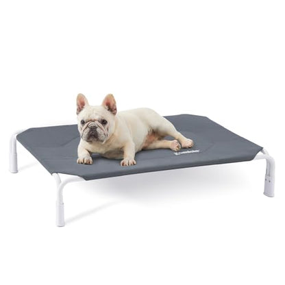 ZOMISIA Elevated Dog Cot Bed for Medium Size Dog, Cooling Dog Bed Frame with Non-Slip Floor Protectors & Breathable Mesh, Raised Outdoor Dog Cot Pet Hammock, 35x25 Inch, Tool-Free Assembly - size: M - 35"L x 26"W x 7"H