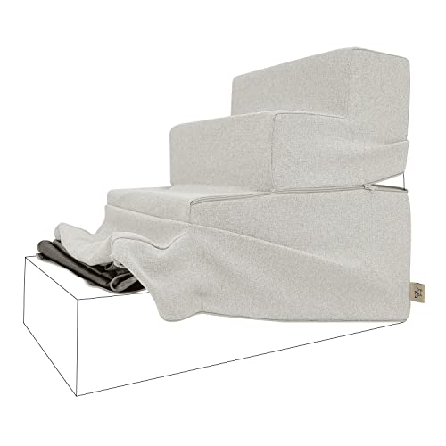 Best Pet Supplies Non-Slip Foam Dog Stair & Pet Ramp, Balanced Indoor Step Support - Foldable Stair Cover, Sand, 4-Step - color: Sand, size: 4-Step (H: 22"), style: Replacement Cover