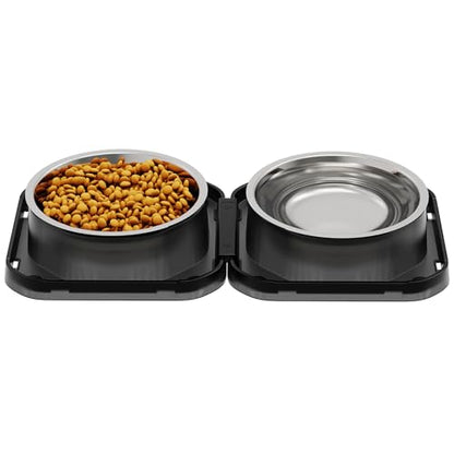 2PCS Stainless Steel Dog Food and Water Bowls Set, Freely Combinable Feeding Set for Dogs Cats, Spill Proof Neater Dog Bowls, Non-Slip Pet Feeder Bowl Dogs Water Bowl for Puppy Breed - size: 2-Pack